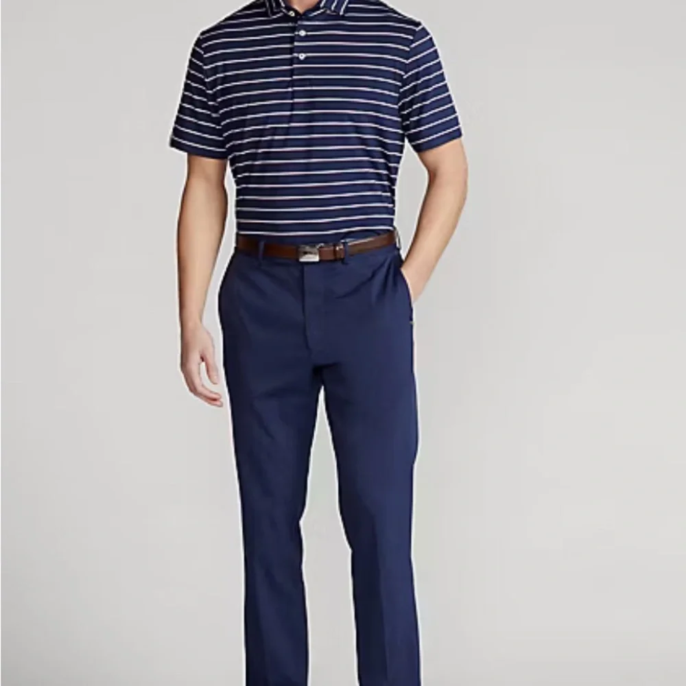 Ralph Lauren RLX Navy/Red/White Striped Golf Polo Large